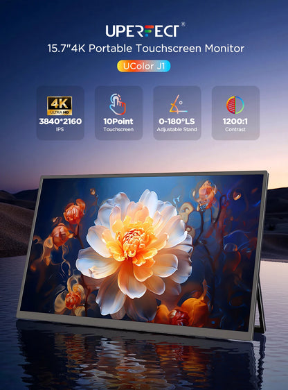 UPERFECT 15.7' 4K Touchscreen Portable Monitor 100%sRGB UHD W/VESA & Stand Ultra-Slim FreeSync HDR Gaming Display for Steam Deck