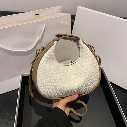 Fashion Black Half Moon Bag Luxury Pu Leather Ladies Purses and Handbags Crossbody Women Shoulder Bags