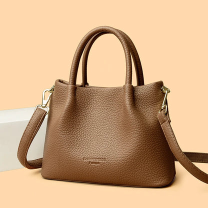 Women Soft Leather Top-Handle Bags Luxury Designer Handbag Solid Color Ladies Shoulder Crossbody Bag And Purse Commuting Sac