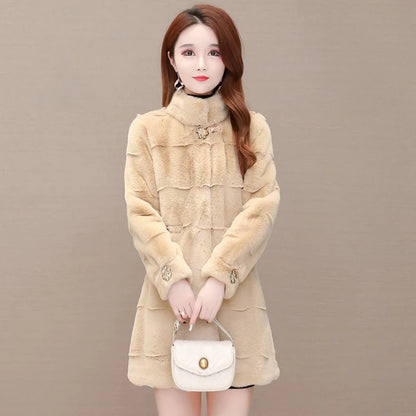 2025 New Women Winter Thick Loose Warm Outwear Plush Hooded Jacket Female Women Mink Velvet Luxury Natural Real Mink Fur Coats