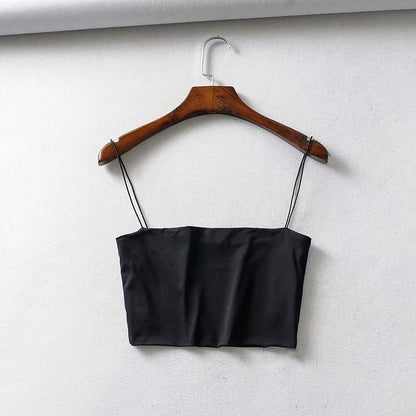 2025 Summer Women's Crop Top Sexy Elastic Cotton Camis sleeveless Short Tank Top Bar