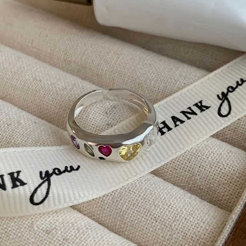 VENTFILLE 925 Sterling Silver Geometric Multilayer Round Bead Ring Female Fashion Punk Temperament Prevent Allergy Charm Jewelry