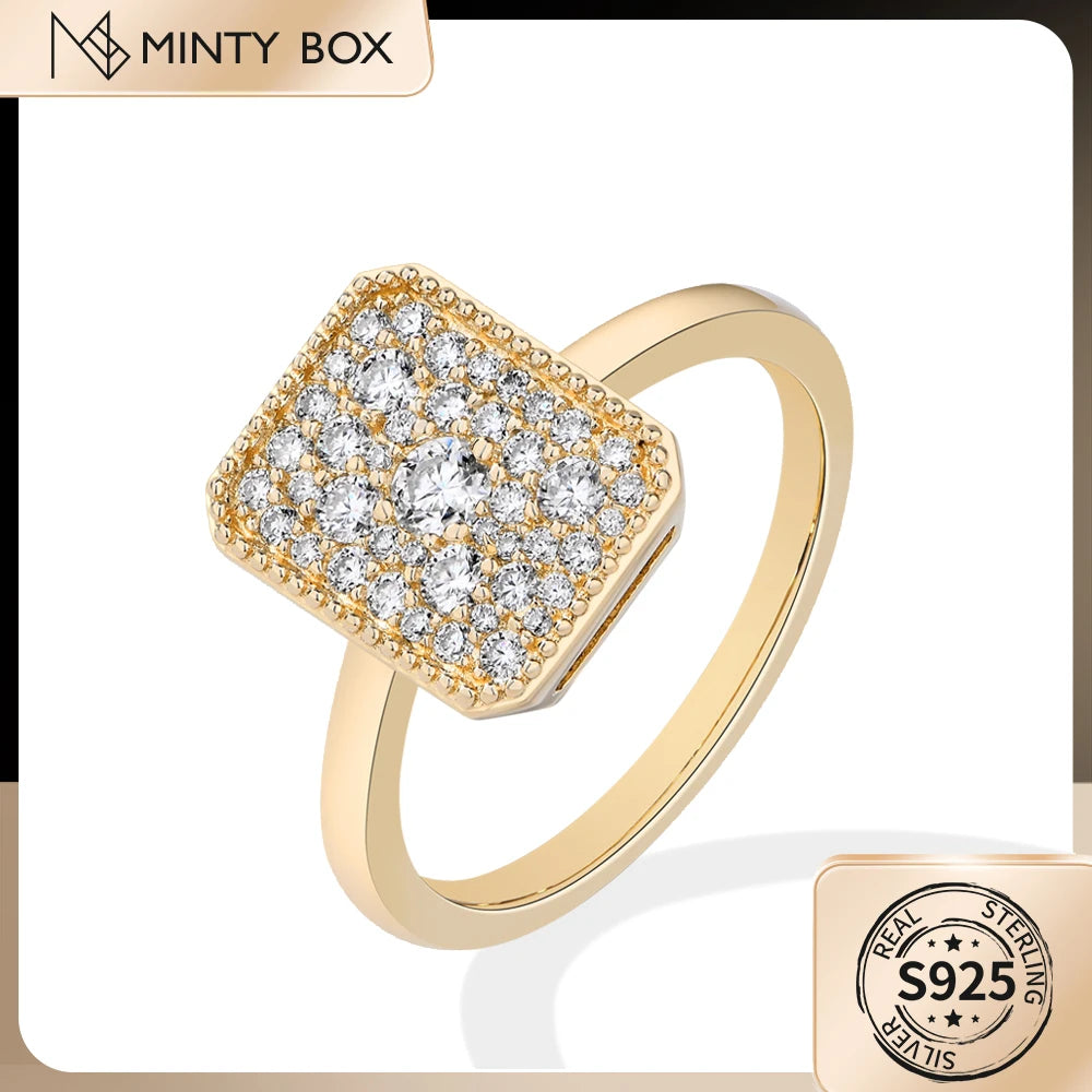 MINTYBOX Rectangul Moissanite Ring S925 Silver Engagement Diamond Rings 18K Gold For Women Luxury Fine Jewelry Anniversary Gift