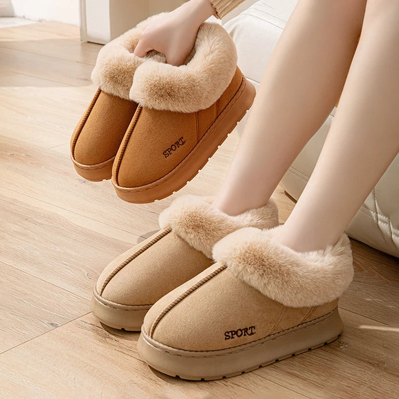 Fluffy Ankle Boots Female Winter Luxury Designer Woman Shoes Elegant Plush Women's Slippers Home Fuzzy Fur Slides Snow Booties