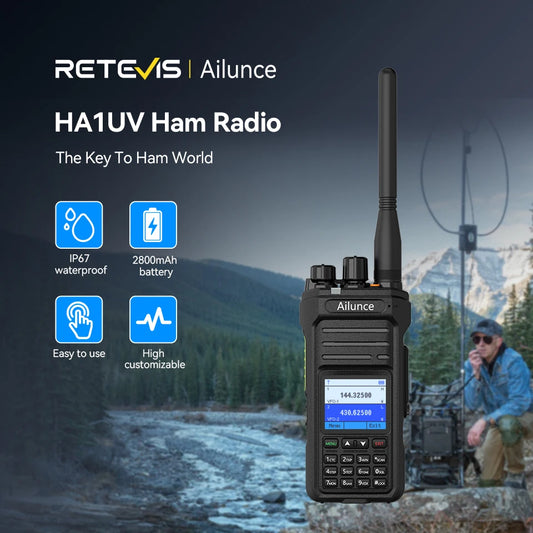 Retevis Ailunce HA1UV Ham Radio IP67 Waterproof Long Range 2800mAh Dual Band Two Way Radio Rechargeable Handheld Walkie Talkie