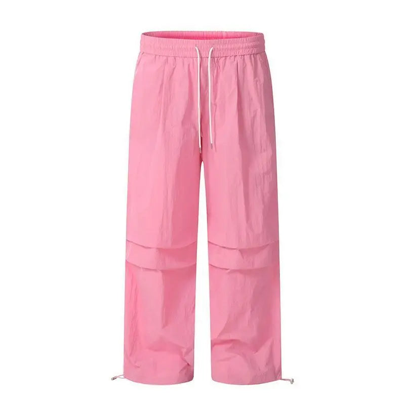 Women's Brown Parachute Pants 2026 Summer New Loose Straight Wide Leg Trousers Casual Quick Dry Cargo Pants Streetwear