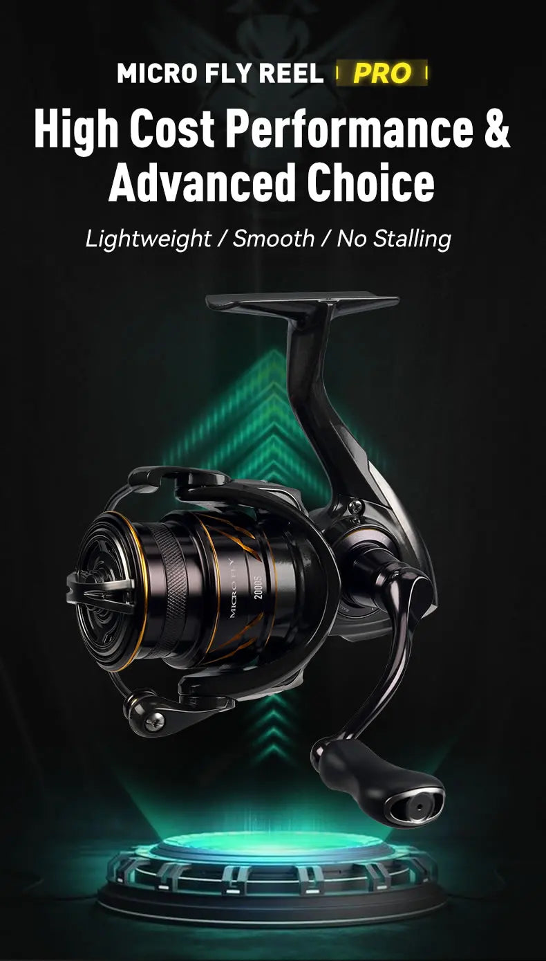 Kingdom Micro Fly Pro Fishing Spinning Reel Ultra Light 8+1 Sealed Bearings 160g 8KG Max Drag 5.2:1 Gear Ratio Fishing Reel