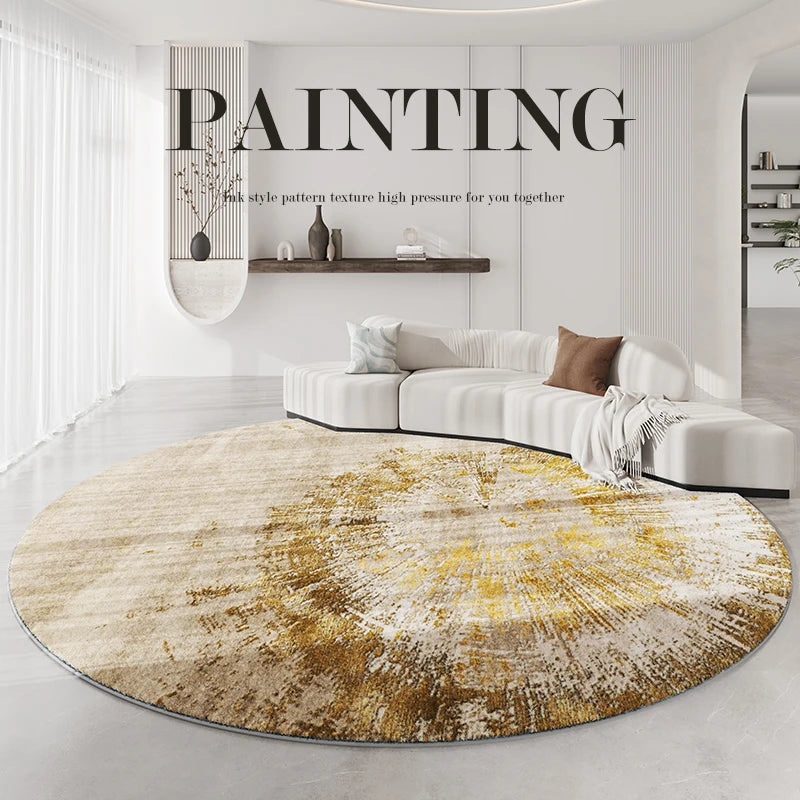 Splash ink living room decoration Round carpet large area lounge anti-slip mat luxury Nordic rugs for bedroom washable study rug