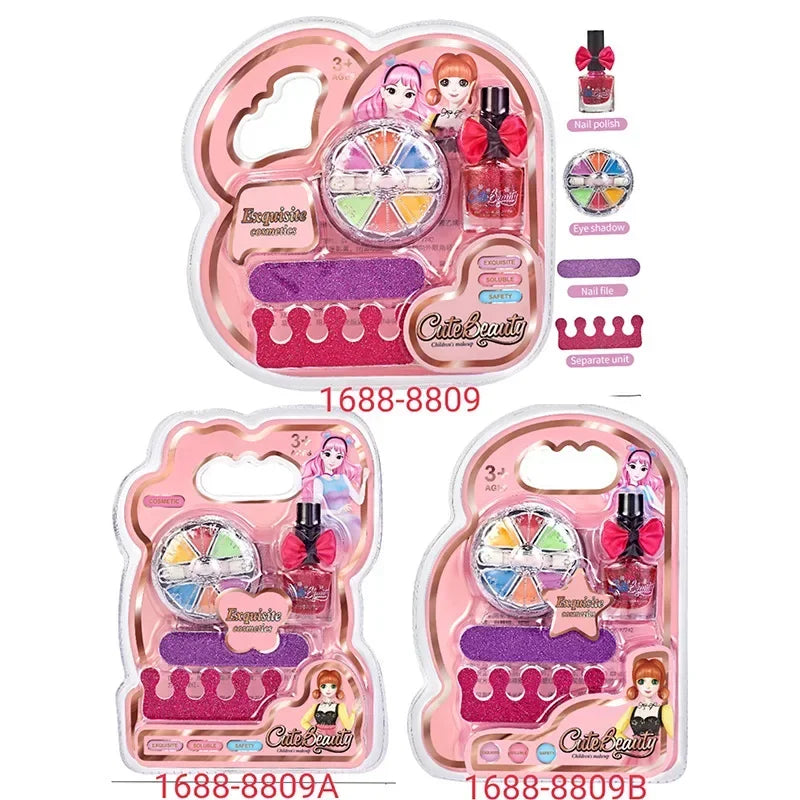 Children Makeup Kit Lipgloss Eyeshadow Nail Polish File Non-toxic Makeup Princess Girl Cosmetics Washable Christmas Gift For Kid
