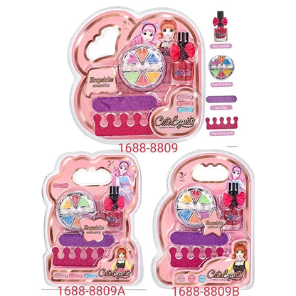 Children Makeup Kit Lipgloss Eyeshadow Nail Polish File Non-toxic Makeup Princess Girl Cosmetics Washable Christmas Gift For Kid