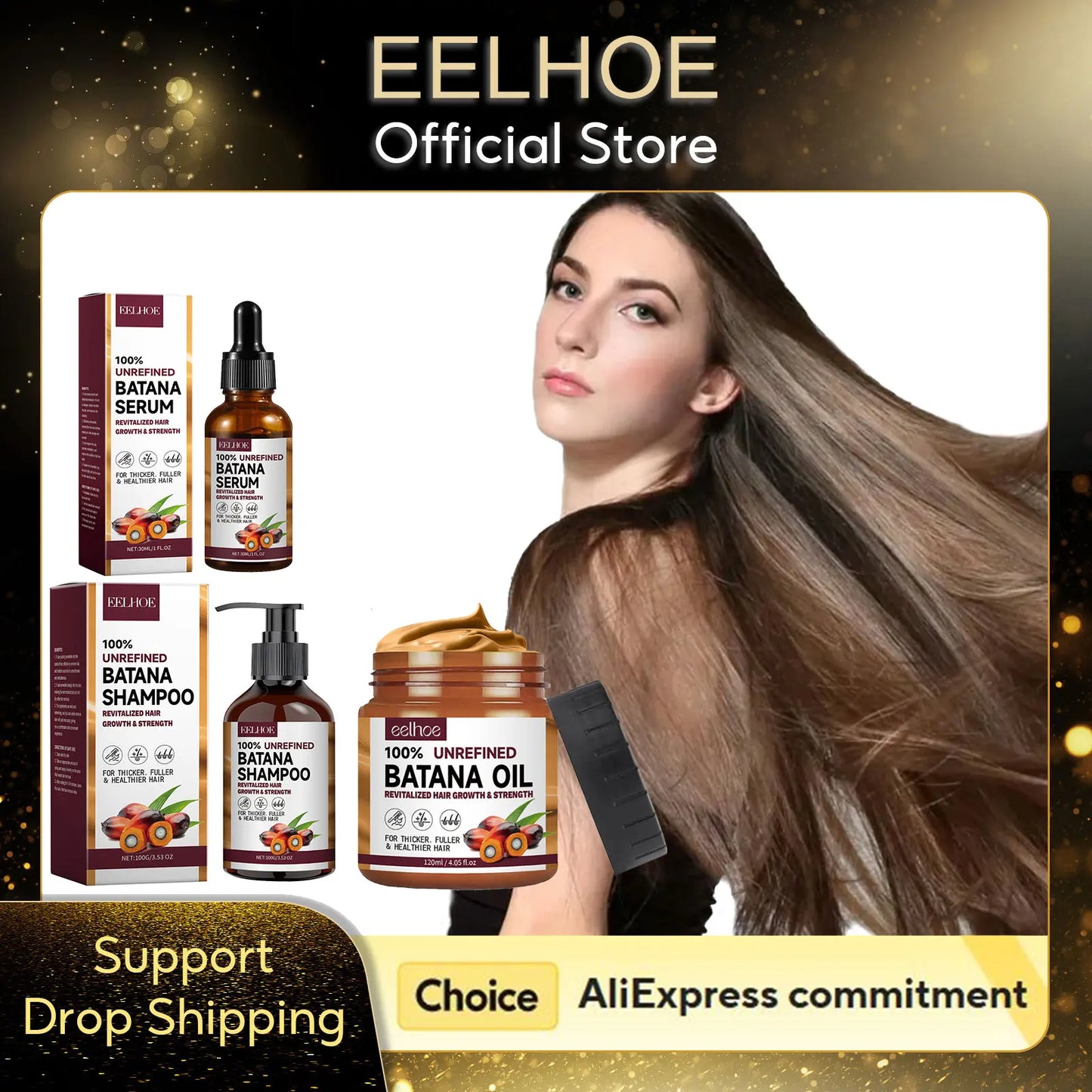 EELHOE Natural Batana Oil Deep Moisturizing Smooth Thick Hair Growth Shampoo and Conditioner for Damaged Hair Keratin Treatment