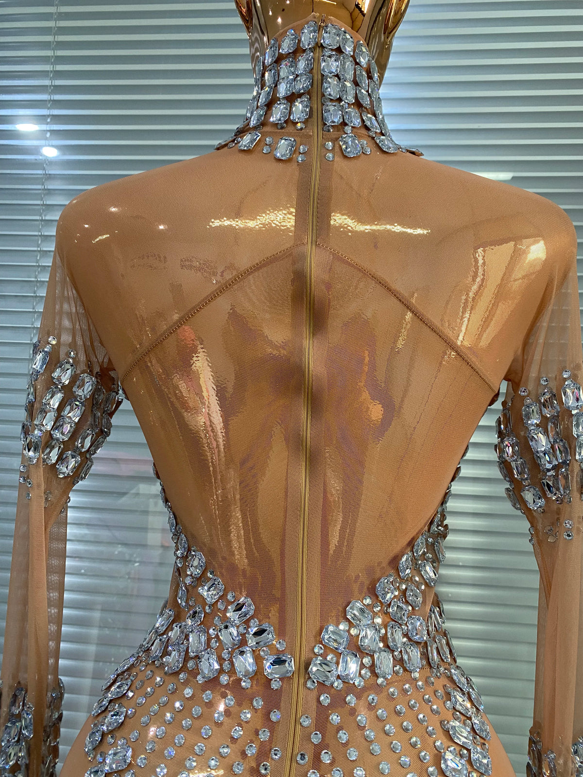 Club Outfits Woman 2026 Sparkly Crystal Sheer Transparent Jumpsuits Masquerade Costume Dress Carnival Parade Festival Catsuit
