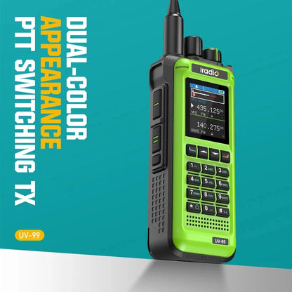 IRadio UV-99 Analog Walkie Talkie 15W High Power UV Dual Band with Dual Display Aviation Frequency One-Key Weather Channel