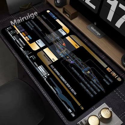 Starship Blueprint Pad Desk Pad Mouse Pad Gamer Computer Cabinet Star Trek Game Office Accessories Keyboard Anime Extended Large