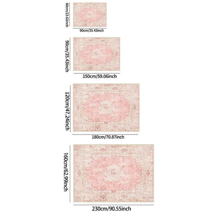 VIKAMA Pink and Vintage Persian Pattern Carpet, Light Luxury Atmosphere, Living Room Sofa Carpet, Bedroom Bedside Carpet