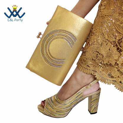 2023 Classics Peep Toe Lemon Green Color Hot Sale Sandals High Quality Women Shoes and Bag Set with Platform for Brithday Party
