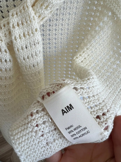 Knitted Hollow T-shaped Shawl for Women 2026 Summer New Thin with Wool Knot Decoration Sun-protective Vest on The Shoulders