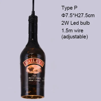 Retro Industrial Loft Wine Bottle Pendant Lights Restaurant Cafe Bar Glass Hanging Lamp Clothing Store Lustre Indoor Lighting