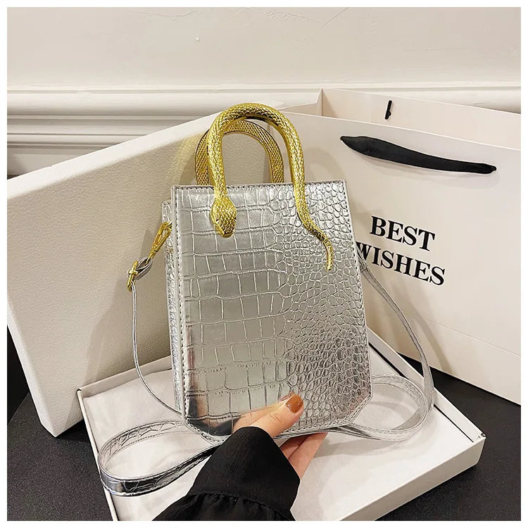 Stone Patterned Handbag for Women Glossy Purse and Handbags Crossbody Bags for Women Tote Bag PU Designer Bag Сумка Женская 2024