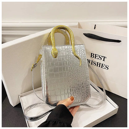 Stone Patterned Handbag for Women Glossy Purse and Handbags Crossbody Bags for Women Tote Bag PU Designer Bag Сумка Женская 2024