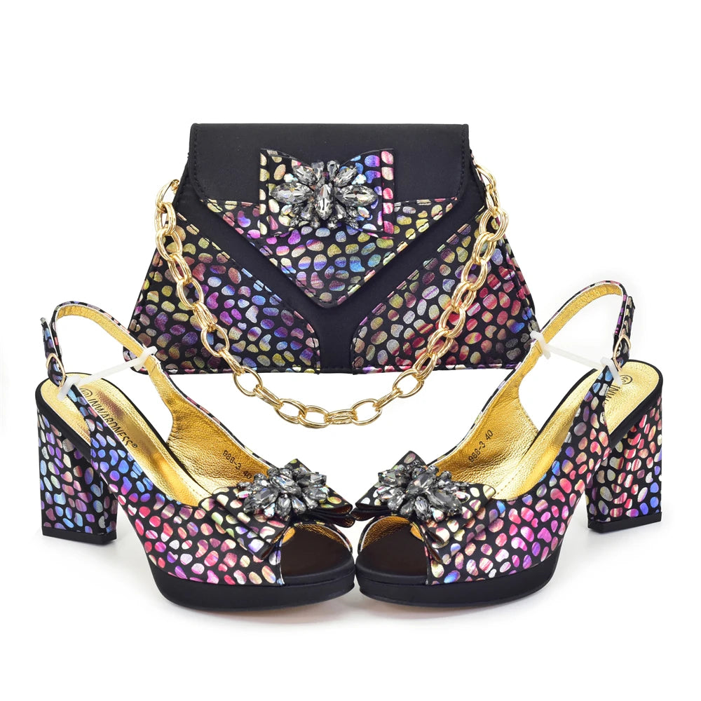 African Matching Shoes and Bags for Party Nigerian Ladies Super High Heels Sandals for Party Elegant Heeled Shoes for Women