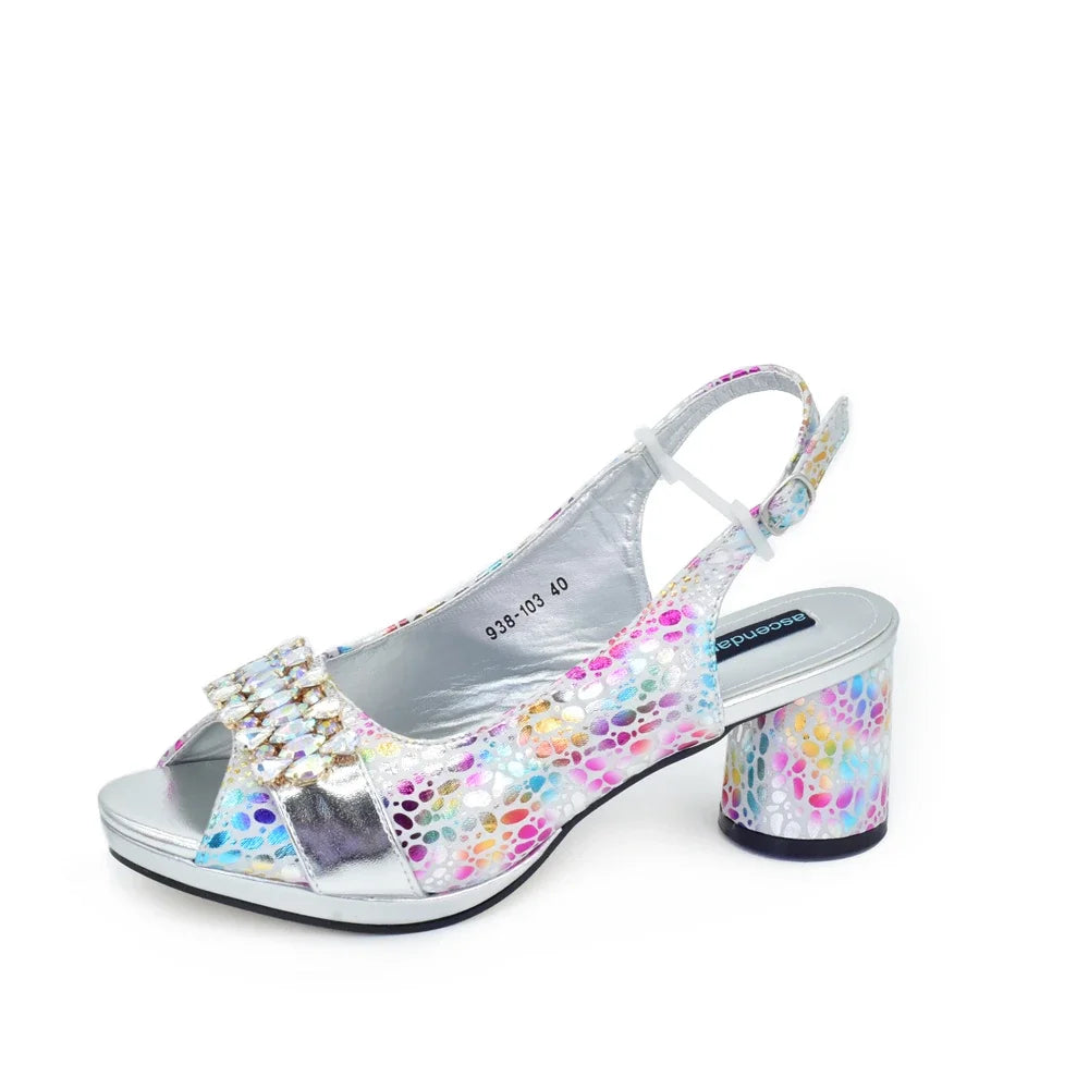 New Arrival Shoes and Bags Set for Women 2026 Luxury Nigerian Shoe and Bag Set for Women Italy Rhinestone Wedding Party Pumps