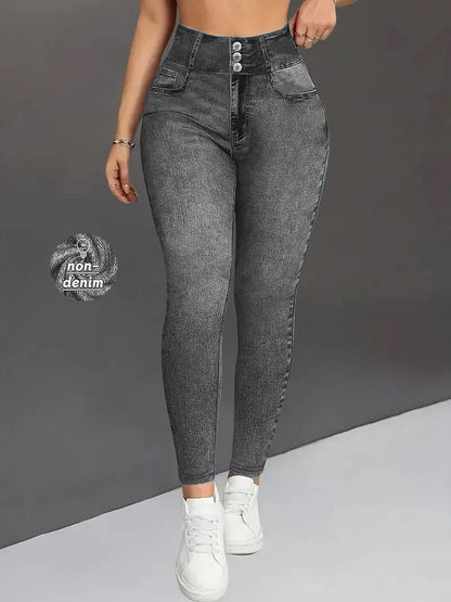 Women's Imitation Comfortable Tummy Control Fitness Gym Yoga Pants Daily Wear Tummy Control Hip Lifting Skinny Yoga Pants