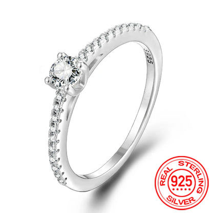 BLUEENCH 4mm D Color Moissanite Ring for Woman Wedding Jewelry with GRA 925 Sterling Sliver Plated 18k White Gold Wedding Band