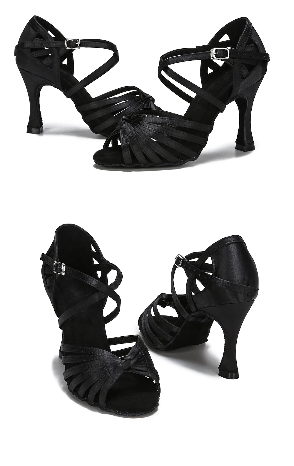 High Quality Silk Satin Women's Dance Shoes Latex Soft Soled Tango Latin Salsa Dance Shoes Professional Ballroom Party Shoes