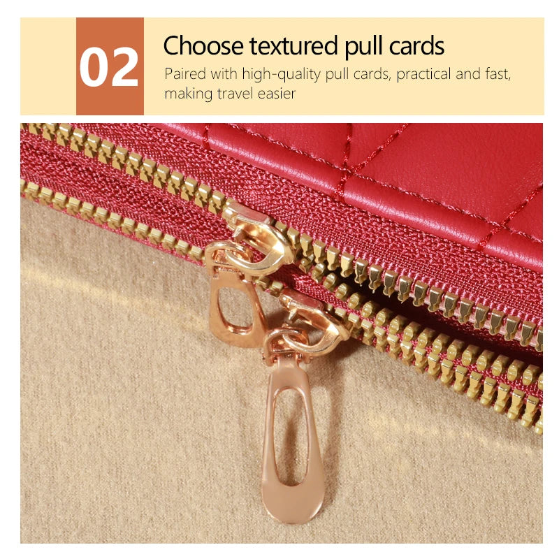 Chic Faux Leather Wallet - Double Zipper Security - Coin Purse & Card Slots - Fashionable Wristband Clutch for Everyday