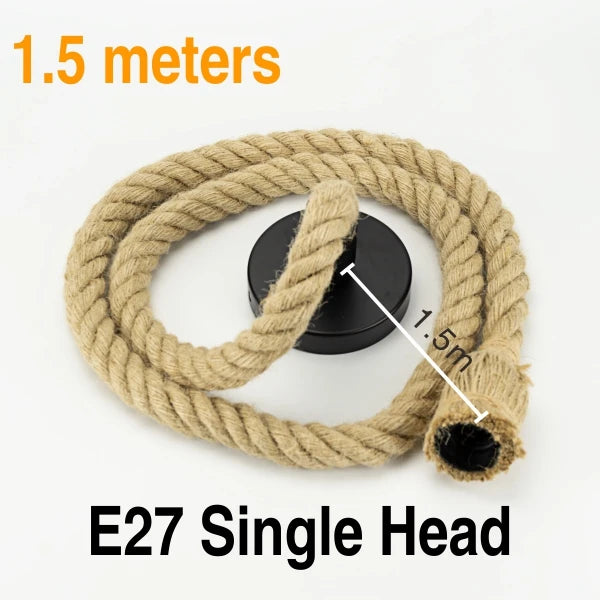 Hemp Rope Pendant Lights E27 Vintage Retro Hemp Rope Lamp Hanging Lamps Creative Loft Home Chandeliers LED Light Base AC85V-265V