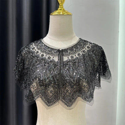 Vintage Sequin Embellished Flapper Shawl Beaded 1920s Sequin Shoulder Shawl Short Outerwear Women