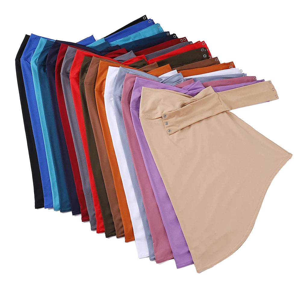 Ready To Wear Full Cover Inner Instant Hijab Premium Quality Jersey Scarf With Tie Back Buttons Muslim Women Turban Caps