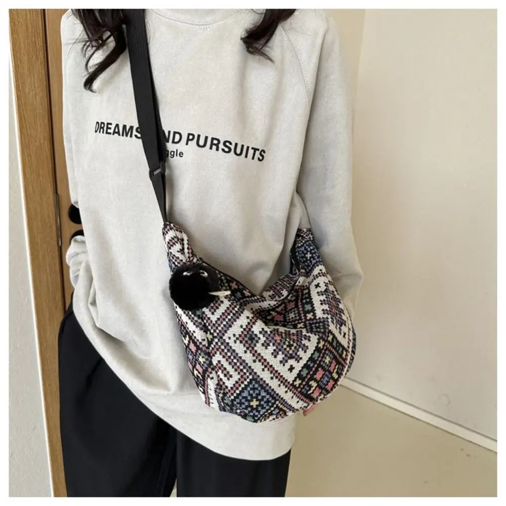 Canvas Shoulder Bags Fashion Large-capacity National Style Underarm Bags Messenger Bag Women Female