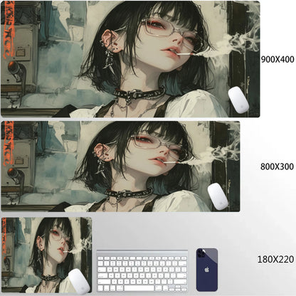 Japanese Girls Samurai Mouse Mat XL Aesthetics Mouse Pad Gaming Laptop Table Mat Office accessories Pc Cabinet Non-slip Carpet