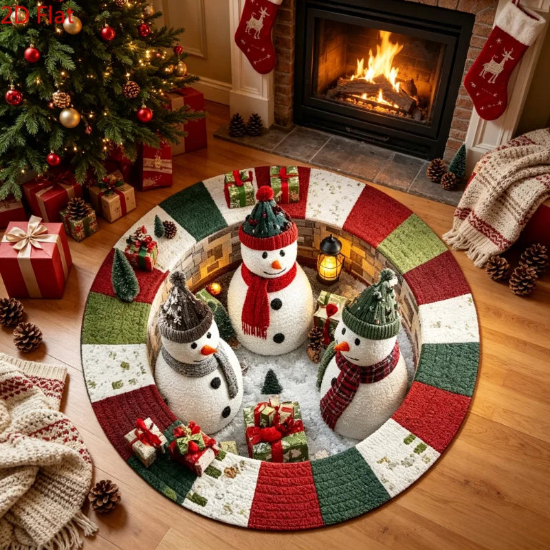 Christmas Day Rugs for Bedroom Anti-slip Bedside Red Rug Round Living Room Decoration Waterproof Carpet Washable Study Floor Mat