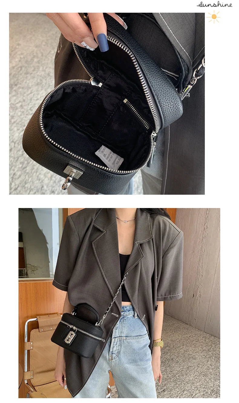 Women Square Handbags 2024 Summer Fashion Chains Crossbody Bags Texture PU Shoulder Bag Elegant Chic Mini Mobile Phone Bags