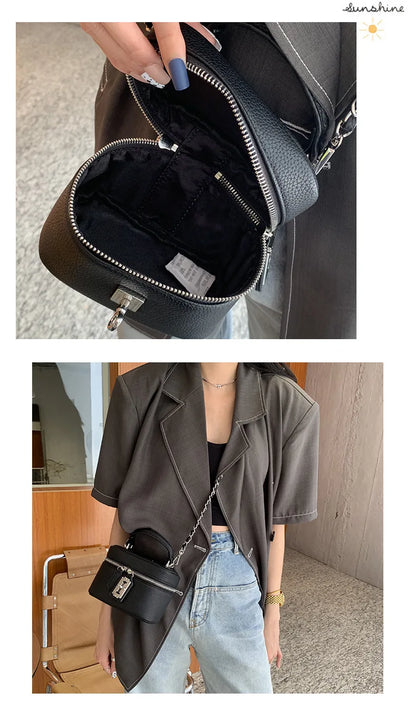 Women Square Handbags 2024 Summer Fashion Chains Crossbody Bags Texture PU Shoulder Bag Elegant Chic Mini Mobile Phone Bags