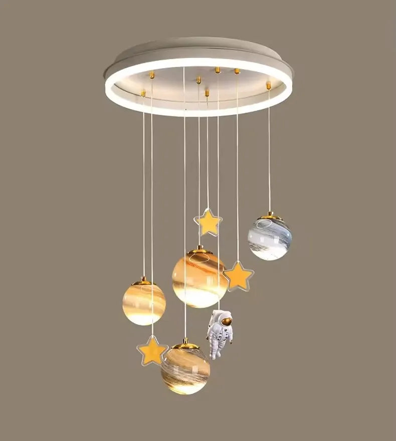 Children's Room Lamp Nordic Modern Pendant Lights Kids LED Ceiling Chandelier Living Room Bedroom Astronaut Hanging Home Decor
