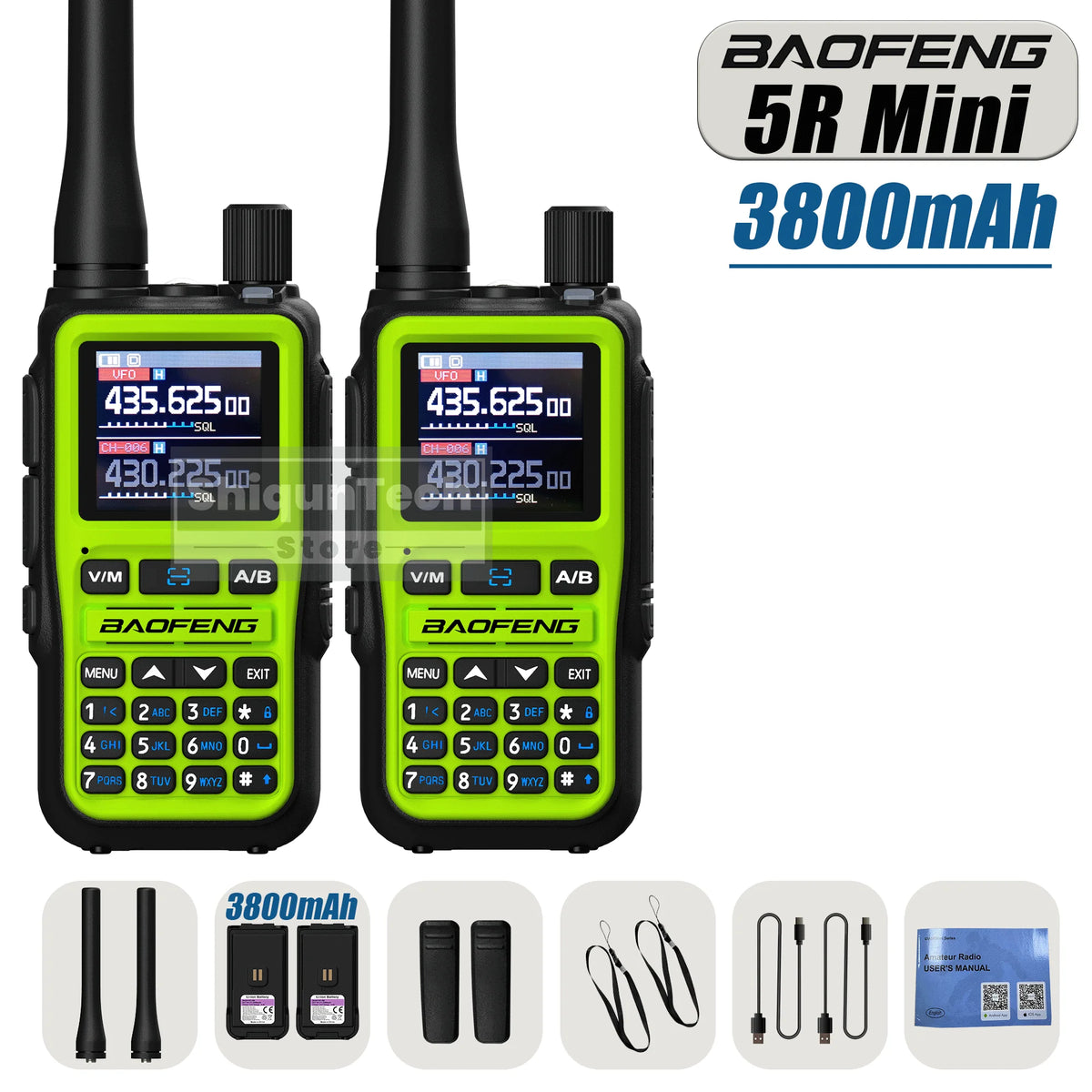 Baofeng UV 5R Mini Walkie Talkie 3800mAh High Capacity Air Band UHF/VHF FM Bluetooth Programming Type-C Camping Radio Upgrade 5R