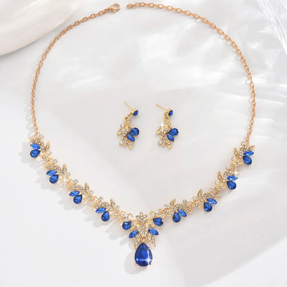 3pcs New Fashion Necklace Sets for Women Waterdrop Collar Choker Necklace Earring Jewelry Set for Prom Birthday Bridal Wedding