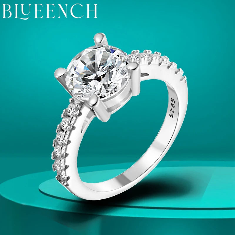 BLUEENCH D VVS1 Moissanite Rings for women Sparkling Diamond Bridal Sets with GRA s925 Sterling Sliver Plated 18k Eternity Band