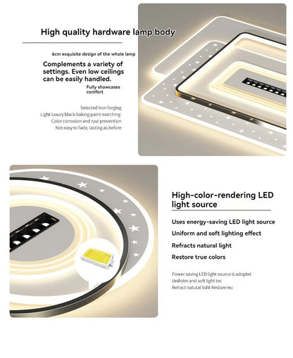 LED Ceiling Light with Spotlights Dimmable Remote Control Modern Living Room Lamp Fandelier Chandelier Smart Lighting