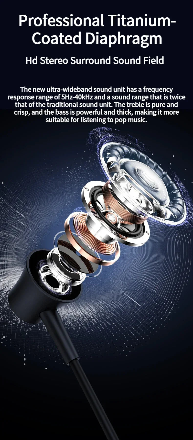 Earphones 12000mAh In-ear/Semi-in-ear Bluetooth Headset Magnetic Switch Pause Play Neck Hanging Dual Device Connection Earbuds