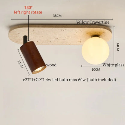 IWHD Japan Wabi Sabi LED Ceiling Lights Bedroom Bathroom Corridor Home Lighting Yellow travertine Ceiling Lamp Lampy Sufitowe