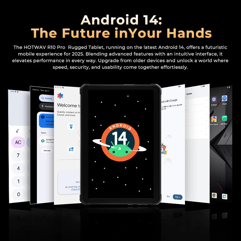 HOTWAV R10 Pro Rugged Tablet 10800mAh Massive Battery 10.1'' HD+ Display Octa-core Pad Android 14 8GB/16GB Expansion RAM 256GB ROM 13MP + 5MP Camera 4G Global Tablet PC