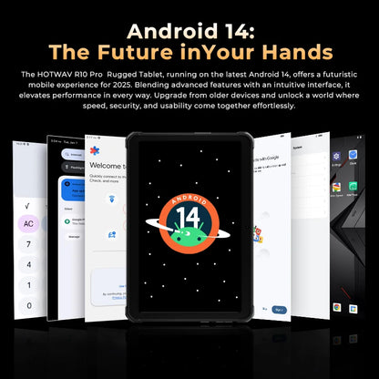 HOTWAV R10 Pro Rugged Tablet 10800mAh Massive Battery 10.1'' HD+ Display Octa-core Pad Android 14 8GB/16GB Expansion RAM 256GB ROM 13MP + 5MP Camera 4G Global Tablet PC
