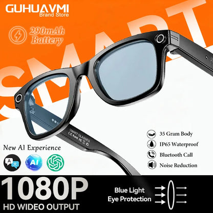 AI Smart Glasses 800W Anti Shake Camera Video Recording Languages Translation Sunglasses For Man Woman Bluetooth Call Music Play