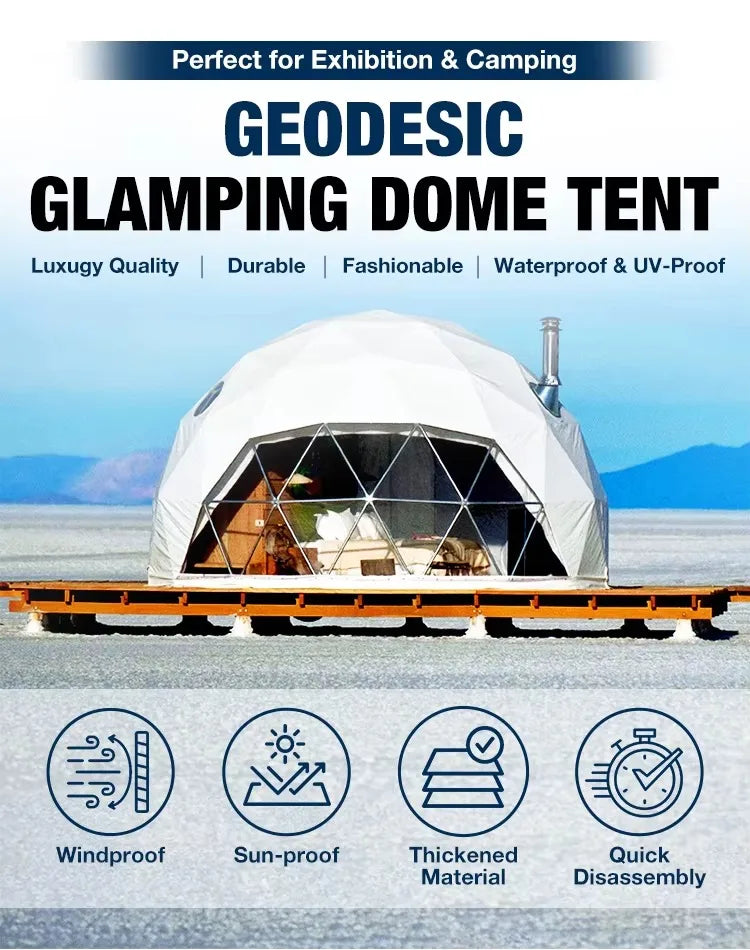 Customizable PVC Dome Tents, Waterproof and Windproof, Luxury Camping Tents, Suitable for Resort Hotels and Outdoor Parties.