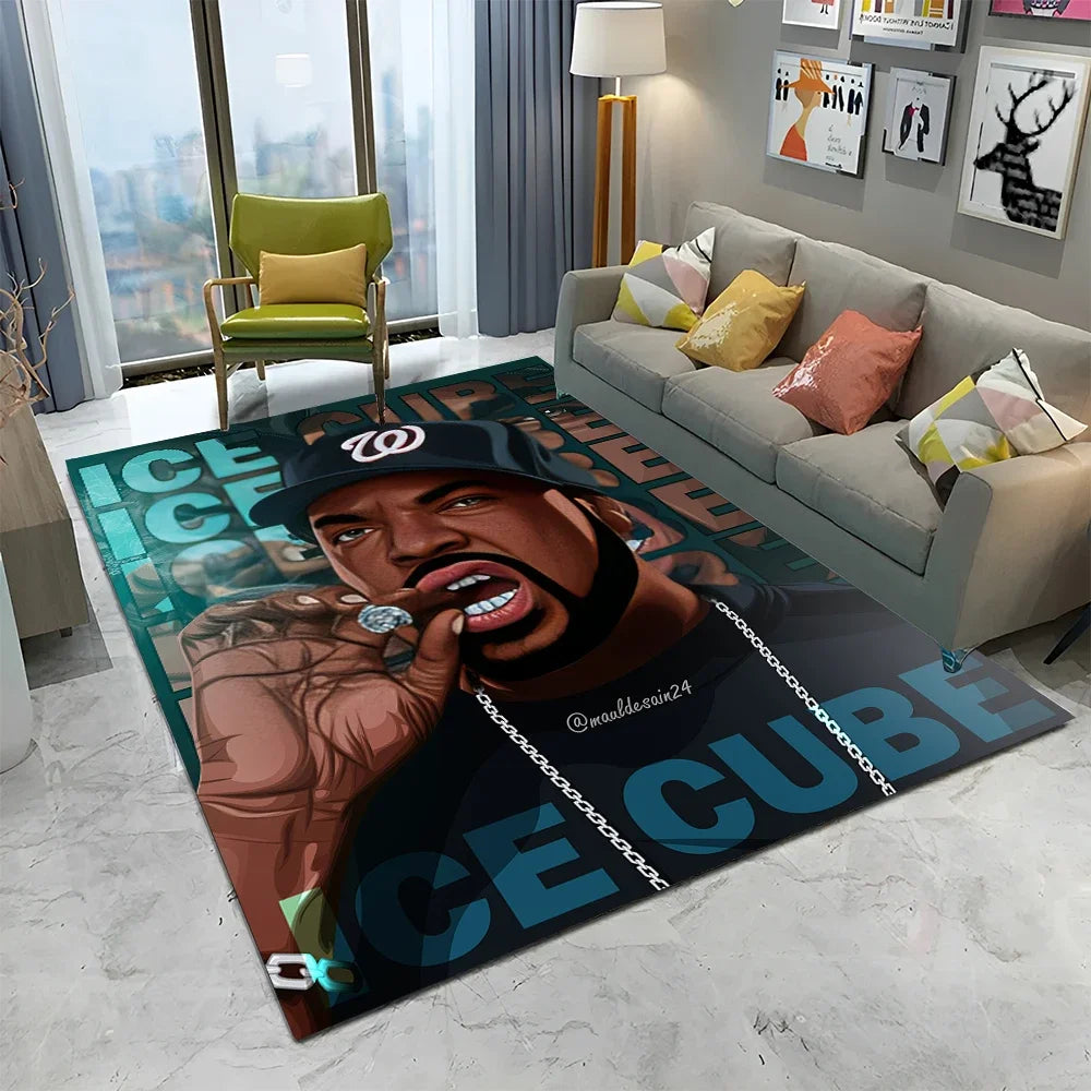 Legend Star Hip Hop Rapper Art Carpet Rug for Home Living Room Bedroom Sofa Doormat Decor,kids play Area Rug Non-slip Floor Mat